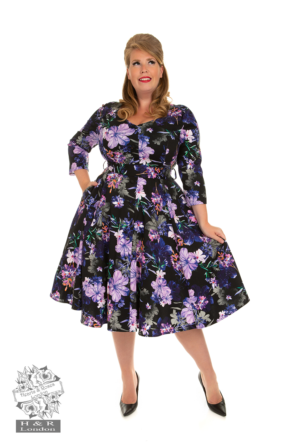 Black Rosaceae Swing Dress in Plus Size